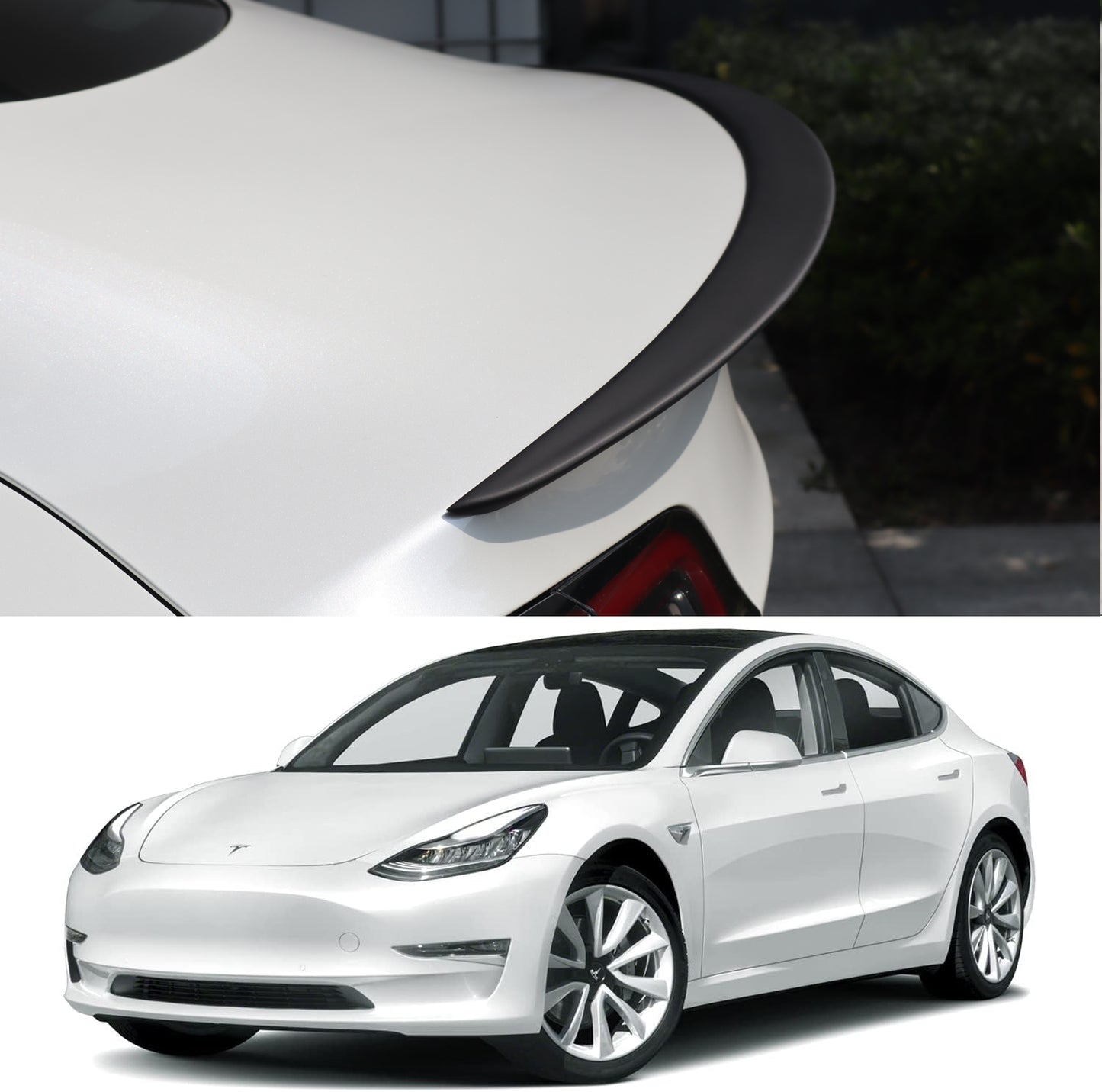 Tesla Model 3 Spoiler Carbon Fiber Patterned For 2018-2023