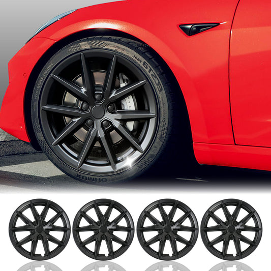 Matte Black Tesla Model 3 Wheel Cover 18 Inch Rims - Hubcaps Fit 2017 to 2023 Models. Upgraded Exterior Accessories, Set of 4 Replacement Hubcaps