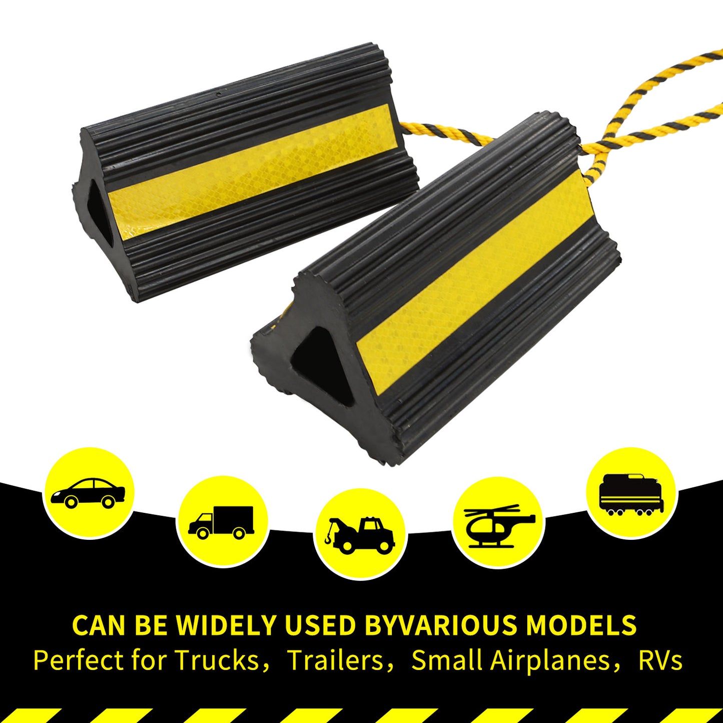 Wheel Chocks(Yellow) Solid Rubber Wheel Chock for Travel Trailers Camper