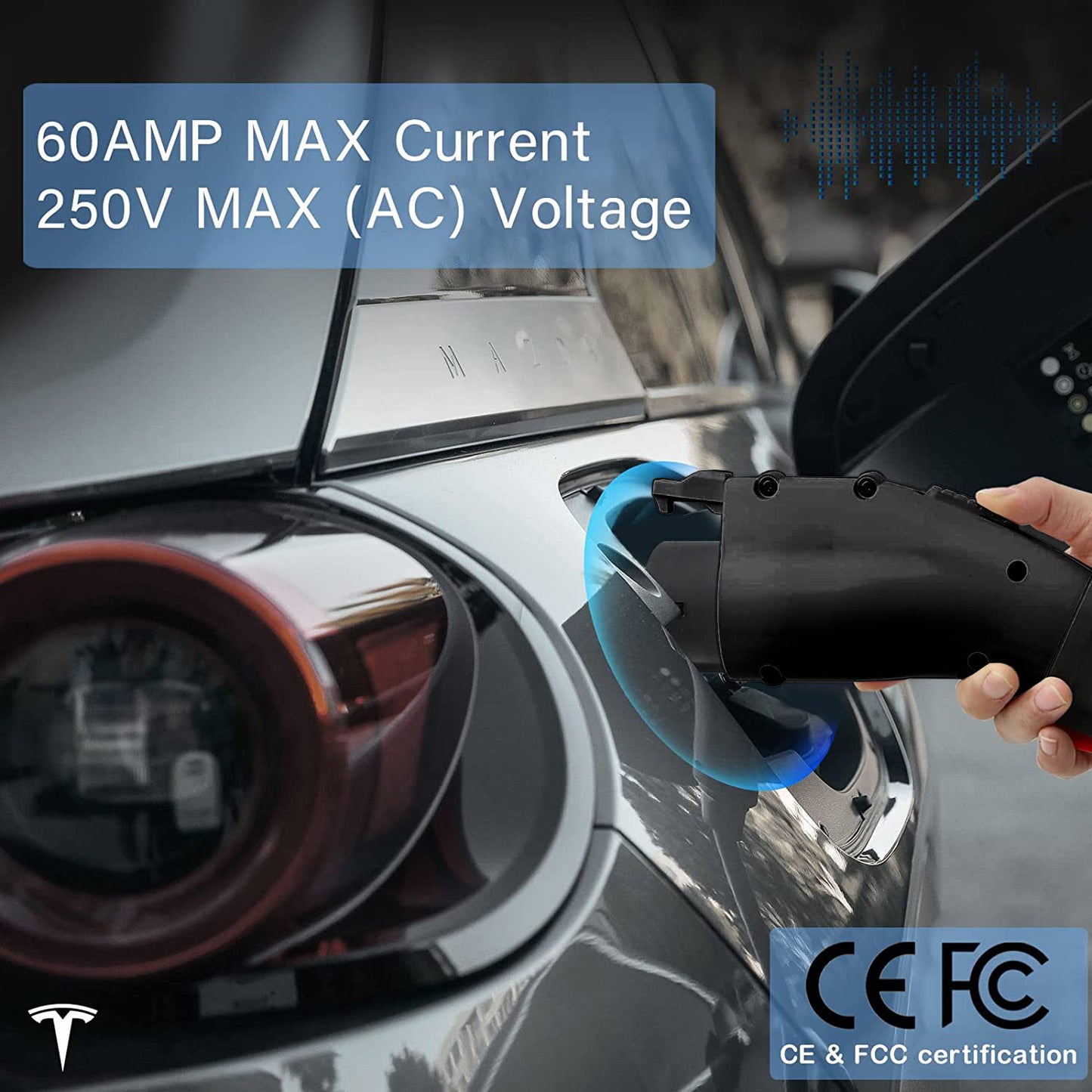 Tesla To J1227 Charging Adapter,For Model 3 Y X S, Max 60A 250V,Destination Charger