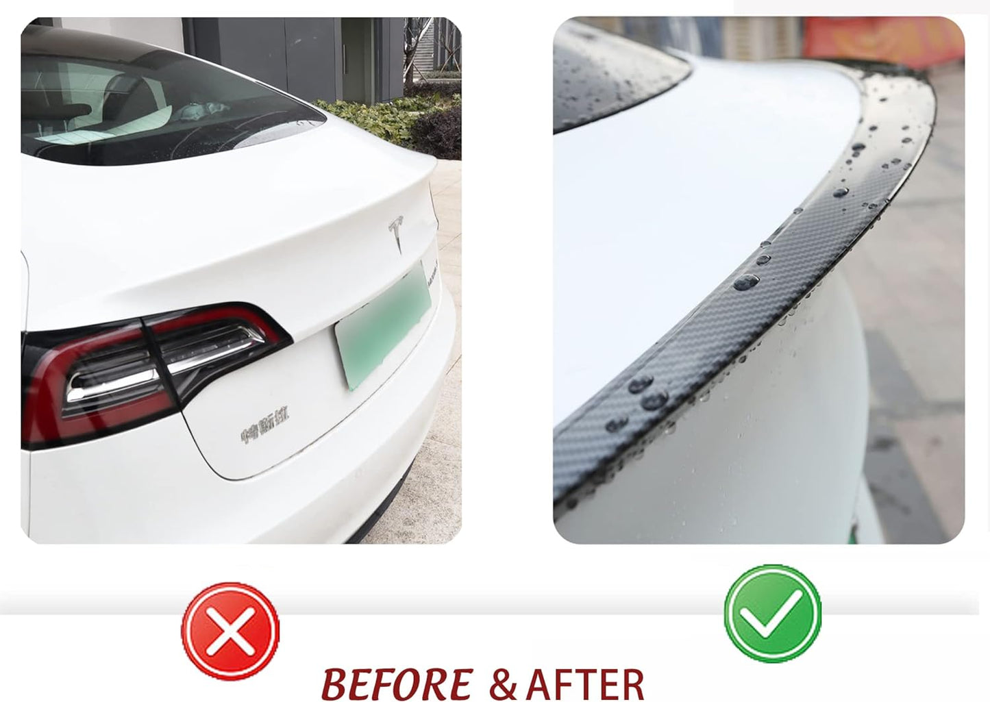 Tesla Model 3 Spoiler Carbon Fiber Patterned For 2018-2023