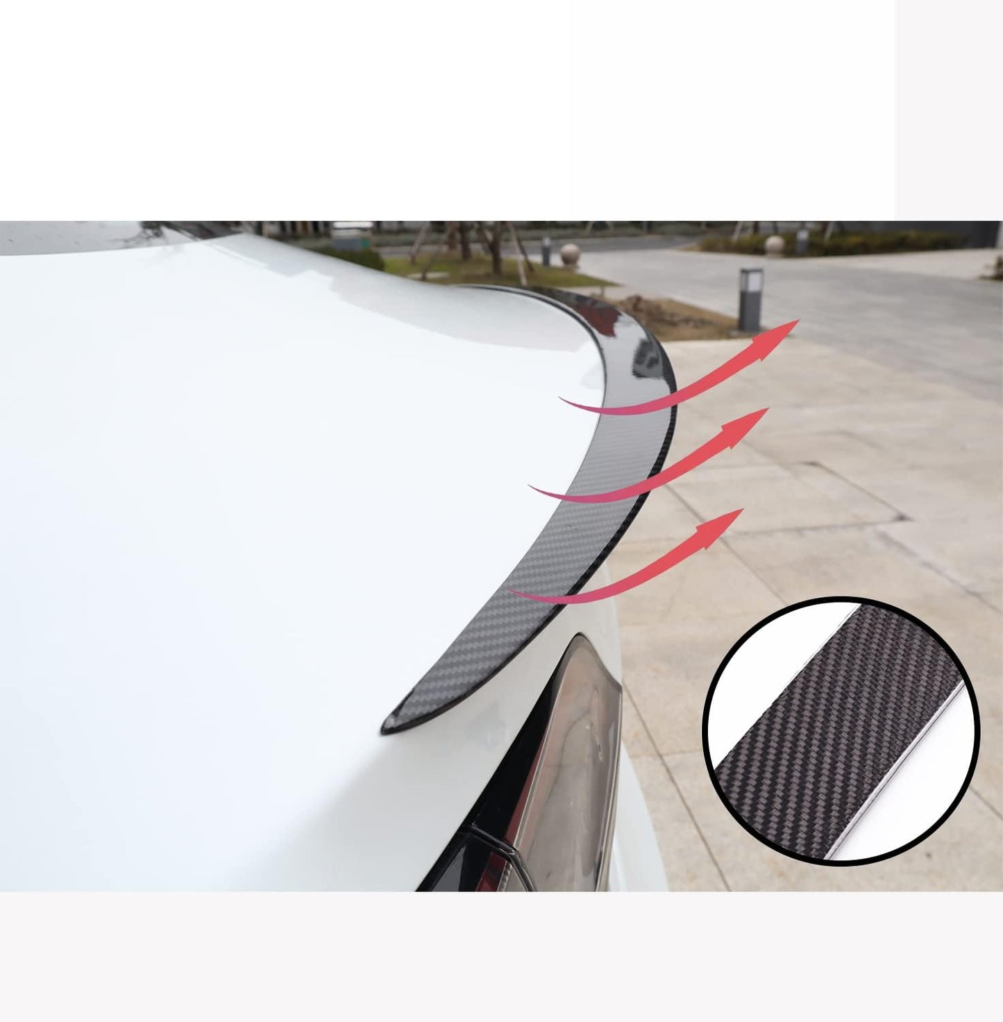 Tesla Model 3 Spoiler Carbon Fiber Patterned For 2018-2023