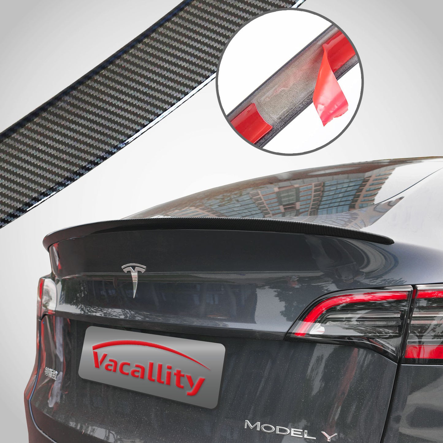 Tesla Model Y Spoiler Carbon Fiber Patterned For 2019-2023