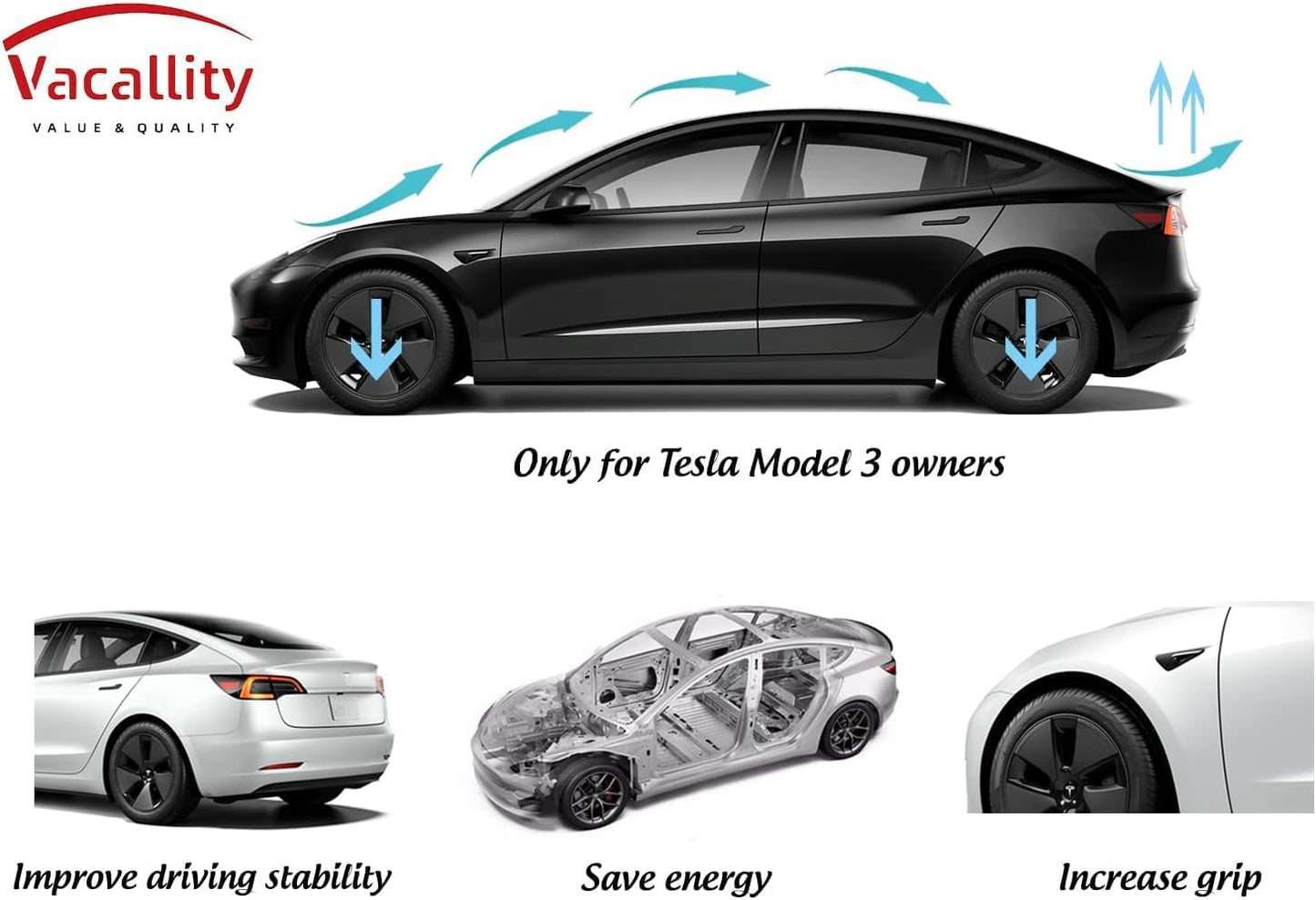 Tesla Model 3 Spoiler Carbon Fiber Patterned For 2018-2023